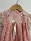 Vintage Jo Lene Toddler Girl Pink Lace Fancy Party Dress Sz 2t