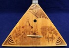 Vtg Russian Balalaika Folk Music Instrument  Pyrographic Art  W makers Stickers