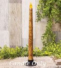 New Primitive Burnt Ivory Timer Taper Candle Design 10 75  H Led Flicker Rustic