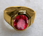 Mens Engagement Ring  Ruby Gold Ring  14k Yellow Solid Gold Gemstone Ring