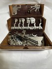 Antique Singer Wooden Fold Out Puzzle Box N Sewing Machine Attachments Late 1800
