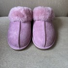 Womens Suede And Sherpa Slippers Sz 7 Pink Slip-on Indoor outdoor Members Mark