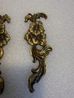 2 Antique Brass Mcm Embellishment Flowers Brass Decoration Hardware Cabinet  57 