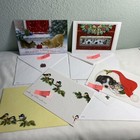 Vintage Christmas Cards Unused Qty 19 Puppies Kitten Snowman Birds Good Quality