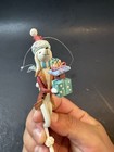 Poodle Christmas Ornament Figurine White Dog Santa Hat Red Coat Gift Stack 4 7  