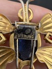 Vintage Bug Sterling Silver Fur Clip Insect Rhinestone Blue Red