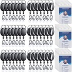 60 Pack Retractable Badge Holder Reels - Vertical Design  Black  Id Card Clips