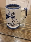 Vintage Welsh Corgi Louisville Stoneware Pottery 1 Mug Signed Flowers In Mouth 