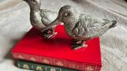 Vintage 2 Silver Metal Birds Figurine Set Mid-century Modern Animals Holiday Tab