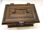 Vintage 1980 s Max Klein Brown Woodgrain Hard Plastic Sewing Chest Box W Tray
