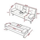 65 35  Modern Futon Sofa Bed Navy Adjustable Backrest Foldable Cup Holders Couch