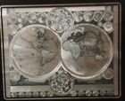 Vintage Gold Foil  World Map     Framed 25 x31      Ready To Hang