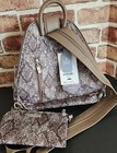 Nwt Baggallini Metro Convertible Backpack Sling Tan Python Print  98 Rfid