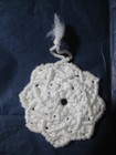Vintage Handmade 1970   s Macrame Ornament White Snowflake 3 75 Inches Across