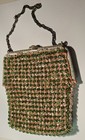 Vintage-style Green   Peach Beaded Evening Purse   Small Black Velvet Purse