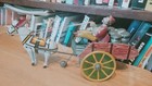 Very Nice Vintage 1920 s  Marx Wind Up Tin Litho Balky Mule W  Milk Cans