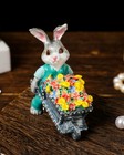 Hand Painted Trinket Box Enamel Vintage Jewelry Box Cart Rabbit Hinged Metal    