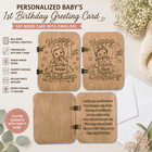 Personalized Baby   s 1st Birthday Wood Greeting Card     5x7 Engraved Keepsake Card