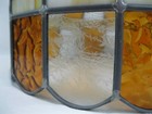 Vtg  Tiffany Style Etched Clear amber Leaded Stained Glass Hanging lamp Shade