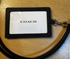 New  Coach F57311 Crossgrain Leather Lanyard Badge Id Holder - Black gold 