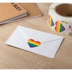 1000 Pcs Gay Pride Self Adhesive Heart Rainbow Sticker Roll  Lgbtq Parades  1 5 
