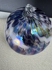 Hand Blown 3  Art Glass Iridescent Swirl Ornament   Sun Catcher   Witch Ball