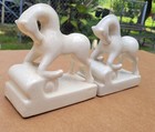 Lot Of 2 Vintage Ceramic White Horse Figures 5 1 2 Inches Tall 