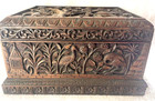 Antique Asian Tibetan Box Hand Carved Rosewood Storage Jewelry Document Keepsake