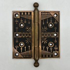 Pair Of Decorative Ball Top Brass Door Hinges 5 1 2 X 5 1 2  Large Heavy Ornate