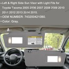 Pair Gray Sun Visor W  Light For Toyota Tacoma 2005-2015 Lh Rh 7432004210b0