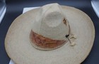Antique Old 1920s-30s Tan Straw Sombrero Hat Band W chin Strap Child Small Woman