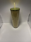 Rare  Starbucks Christmas Holiday Gold Metallic Quilt 24oz Venti Cold Cup