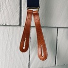 30s 40s Vintage Blue Elastic Mens Suspenders With Leather Details 42  Max As Is