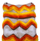 Vintage Handmade Mcm Latch Hook Rug Wall Hanging Shag Yellow Orange Brown 53 