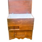 Primitive Pine Wood Lift Top Lid Dry Sink Wash Stand Cabinet Read