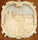 Antique 18th C  Exquisite Baroque Carving Of Medieval Castle  German Or Austrian