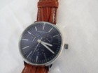 Men s Akribos Stainless Watch Leather Band Day date 24hr Blue Dial 45mm Nwot