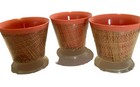 3 Raffia Wear Footed Ice Cream Dessert Bowls Cups