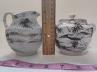 Vintage Japanese Porcelain Gold-trim Crane-themed Cream   Sugar Set
