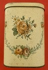 Vintage Floral Roses Tin Container With Lid Cream Gold Accents Made In  England
