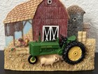 Vintage John Deere Tractor Red Barn Pig Rooster Ceramic Napkin Holder