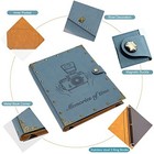  Leather Scrapbook Album 60 Pages Love Memory Photo Album 8 5x11 Grayish-blue