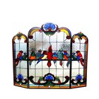 Fireplace Screen Cardinal Birds Stained Glass Tiffany Style Cardinal Bird Design