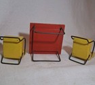 Dollhouse Miniature Vintage Wood   Metal Dining Table Set 1 16 Scale