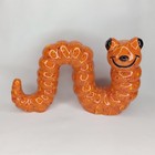 Vintage Orange Ceramic Inchworm Caterpillar Figurine Splatter Glaze 1970s Kitsch