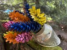 Painted Pinecones Floral Arrangement Handpicked Pine Cones With Metal Bucket