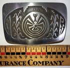 Vintage Jesse Josytewa Hopi Sterling Silver Overlay Belt Buckle Man In The Maze