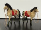 Set Of  6  Vintage Flocked Fuzzy Horses 