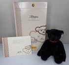 Steiff Black Alpaca Mohair Growler Teddy Bear Red Collar Limited Edition Vintage