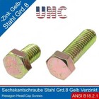 Hex Head Bolt 3 8-16 Unc Steel Grade 8 Yellow Zinc Plated  